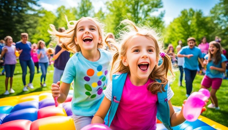 Birthday party with inflatables